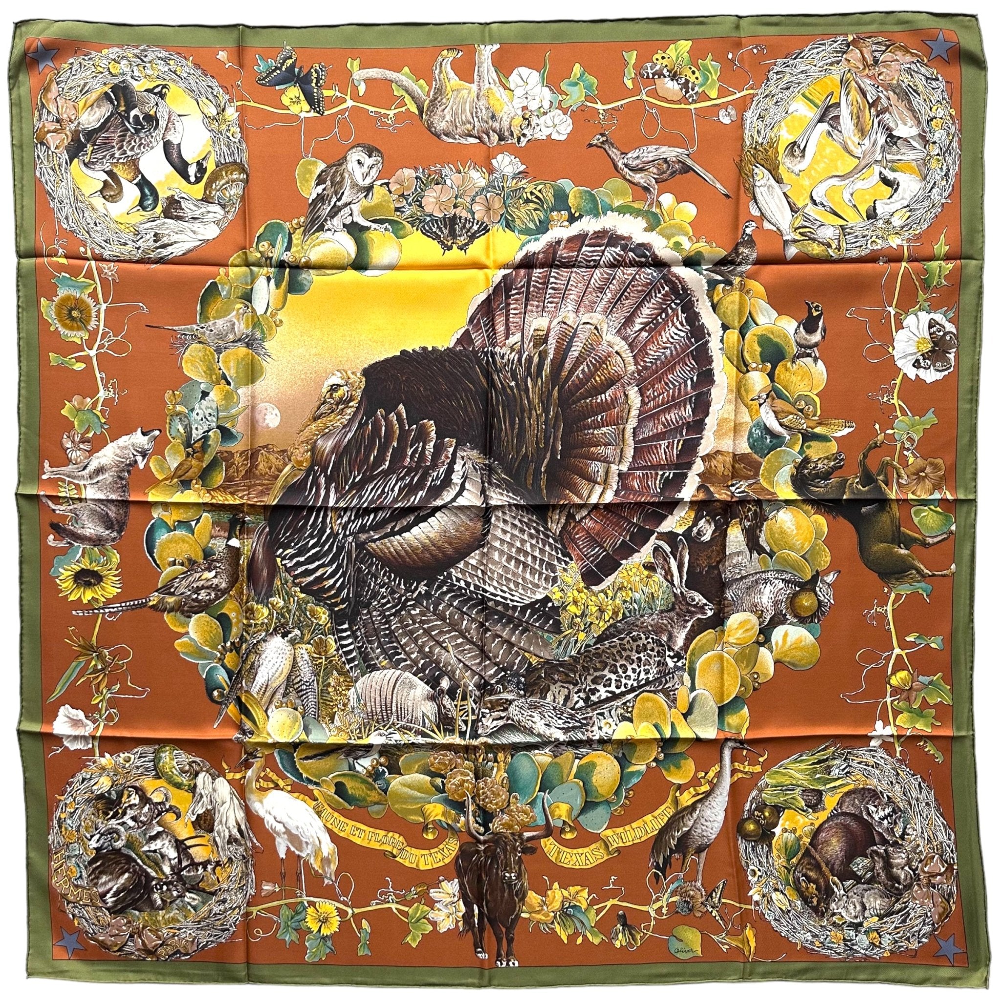 Faune et Flore du Texas - FOULARD HERMES 90 cm - Carré Society