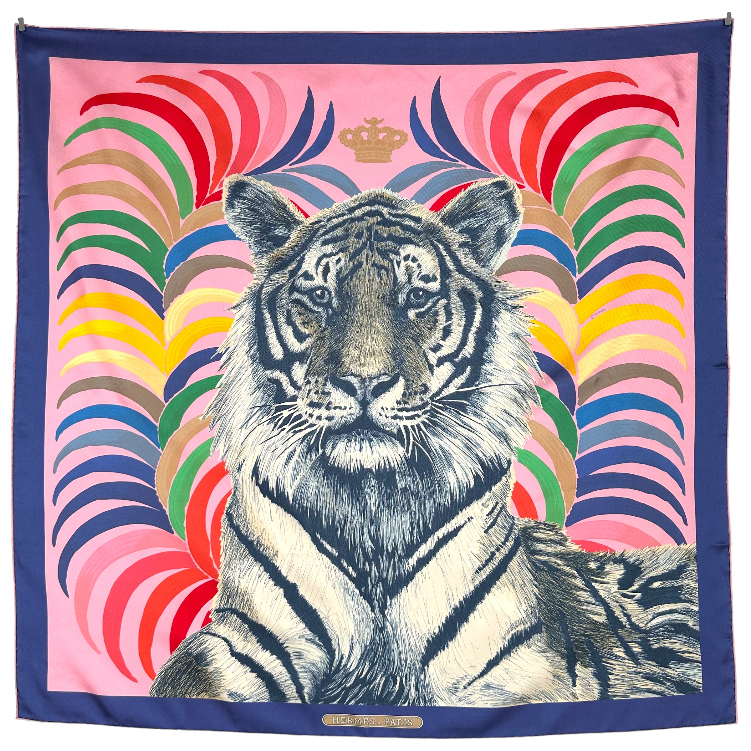 Tigre royal - FOULARD HERMES 90 cm - DOUBLE FACE