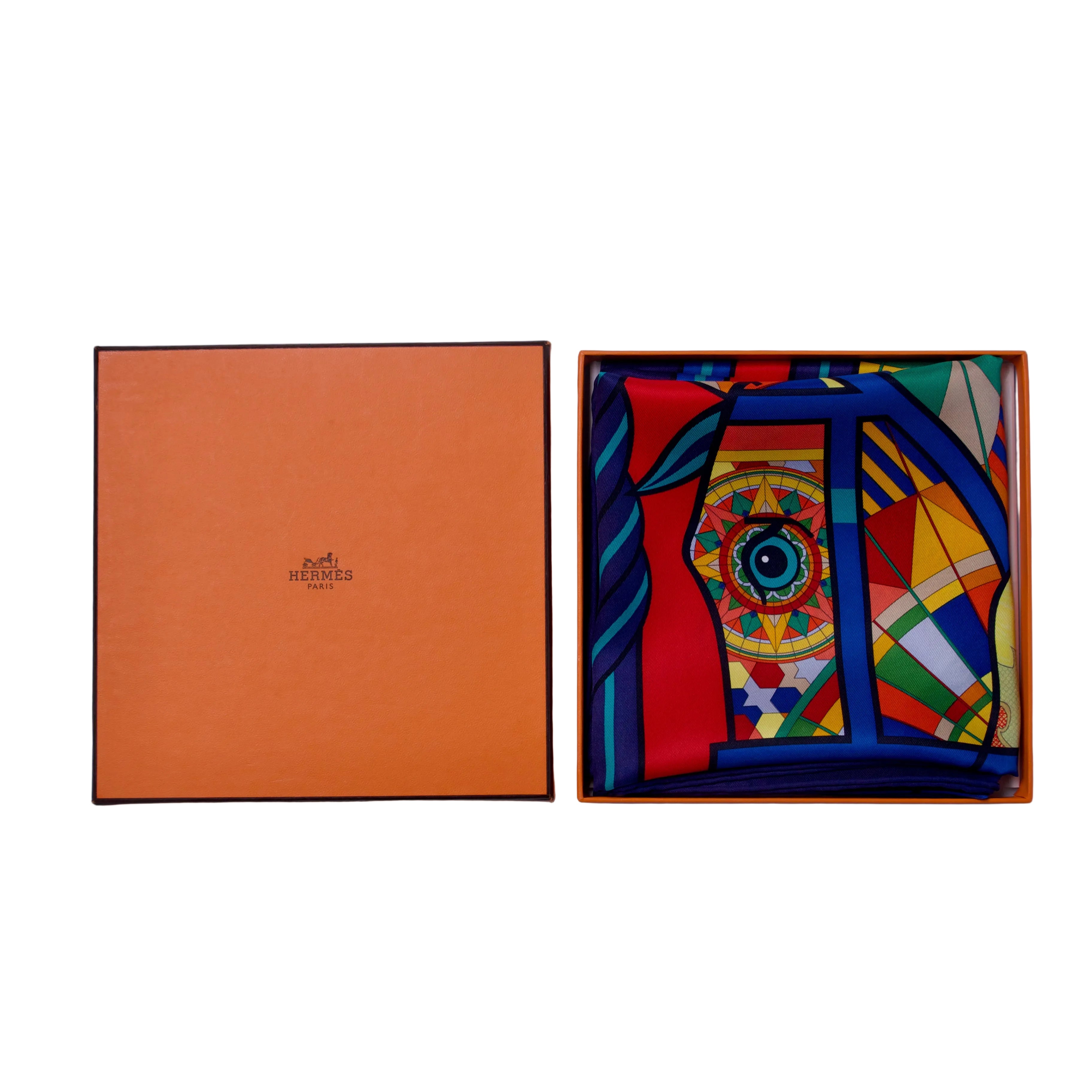 Carré Hermès Quadrige Costumé 70 cm 2016 avec boîte Hermès orange packaging d’origine