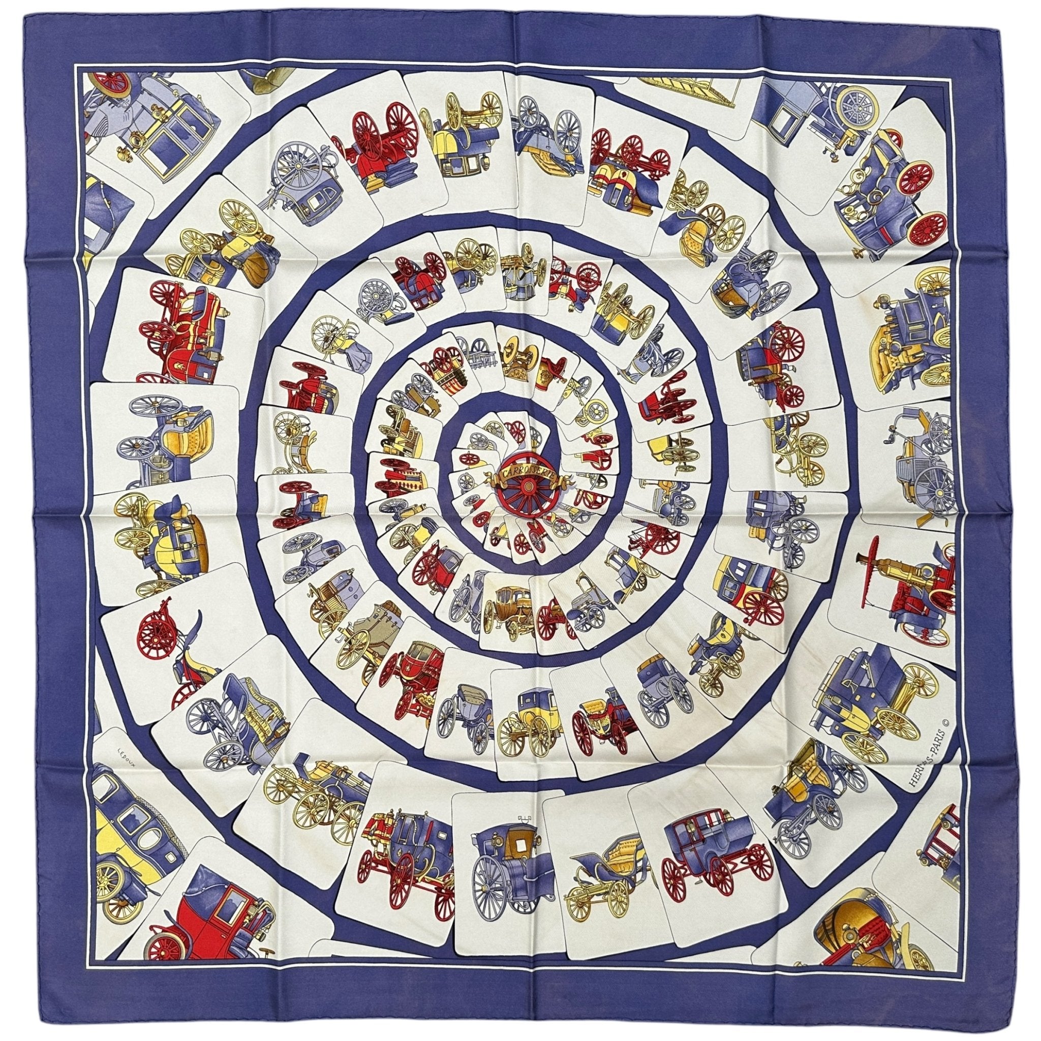 foulard carre hermes dessin de philippe ledoux intitule carrosserie