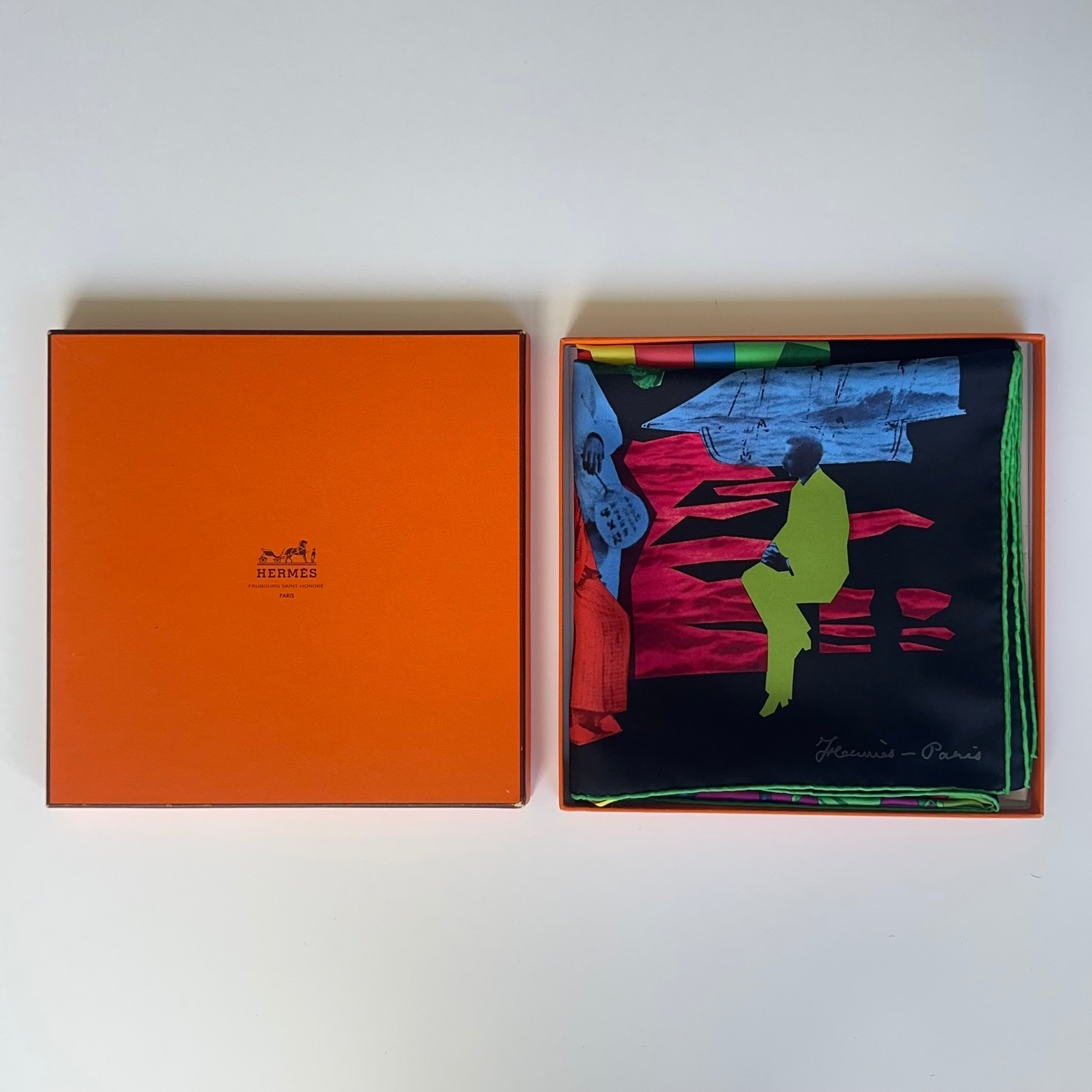 Carré Hermès 90 cm – Pierre Loti ou l’âme voyageuse – Cyrille Diatkine (2009) – Noir